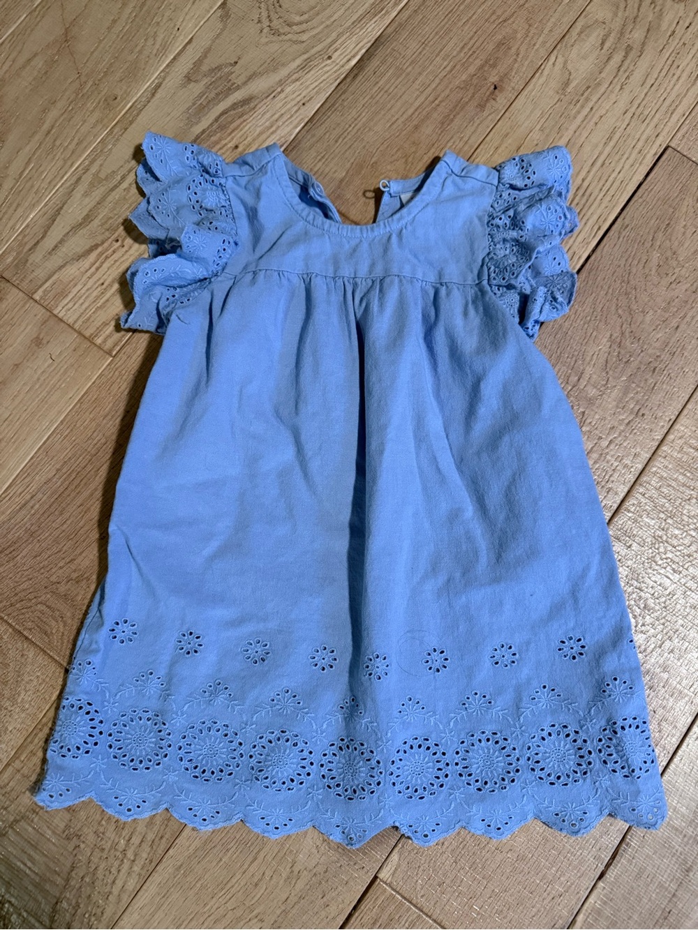 Hanna Andersson blue eyelet toddler dress size 3t